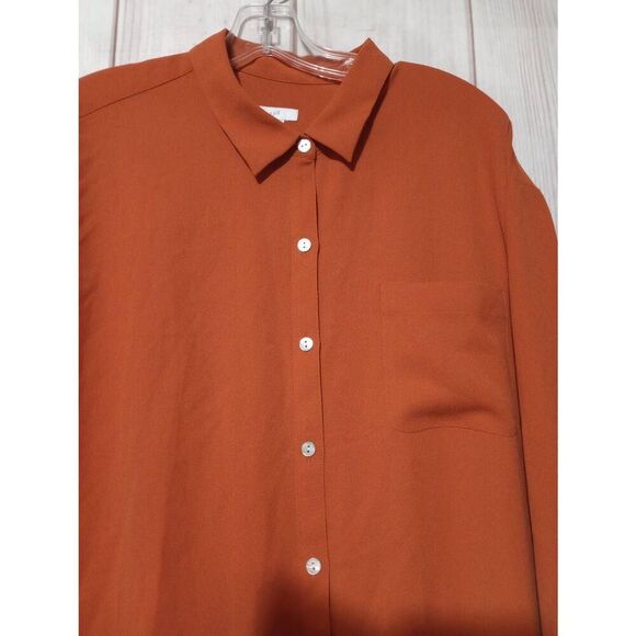 J Jill Shirt Ladies Large Orange Button Front Long Sleeve - Picture 3 of 8